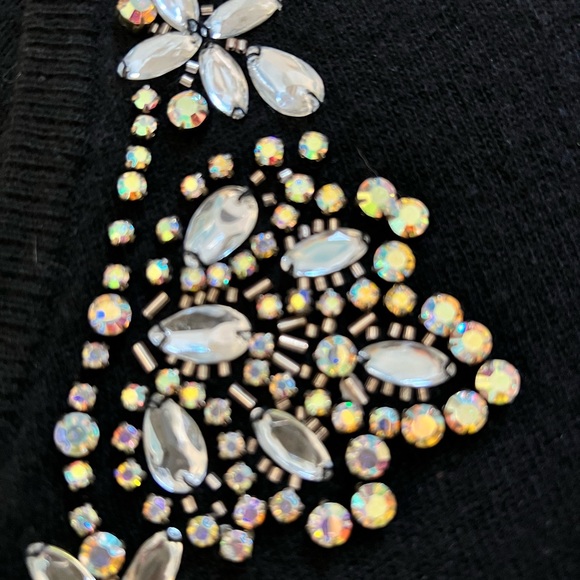 Bloomingdale’s 100% Cashmere Vintage Jeweled Black Cardigan Sweater-Petite M - Picture 3 of 9